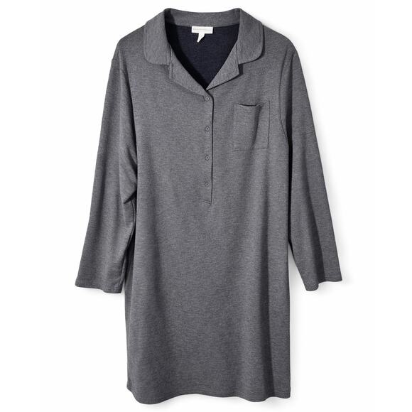 Berkshire Homewear Other - Berkshire Homewear French Terry Sleep Shirt Gray Button Front XL New